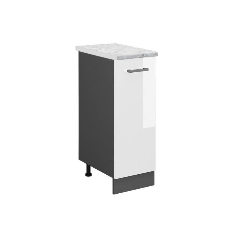 Vicco Apothekerschrank R-Line, Weiß Hochglanz/Anthrazit, AP Marmor von Vicco