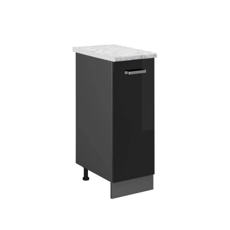 Vicco Apothekerschrank R-Line Schwarz Hochglanz/Anthrazit 30 cm AP Marmor von Vicco