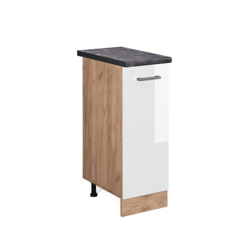 Vicco Apothekerschrank R-Line Weiß Hochglanz/Goldkraft Eiche 30 cm AP Anthrazit von Vicco