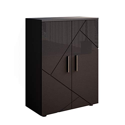 Vicco Midischrank Anthrazit Hochglanz Irma 60x81x30 cm - Badezimmermöbel, Zwei Türen bieten verdeckten Stauraum für Pflegeprodukte & Handtücher von Vicco