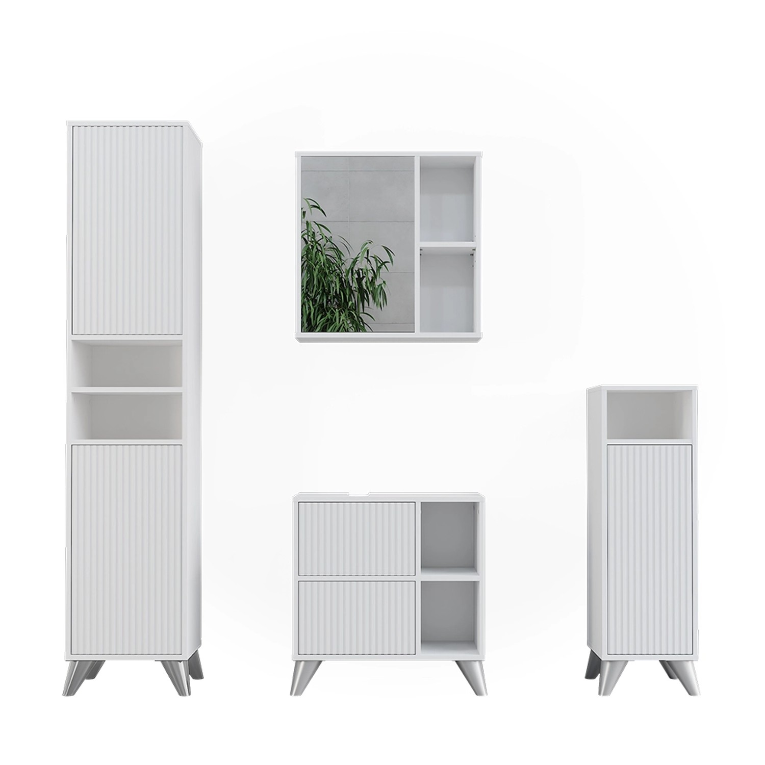 Vicco Badezimmerschrank-Set Leano Weiß 4-Teiliges Set Vicco Badezimmerschrank-Set Leano Weiß 4-Teiliges Set von Vicco
