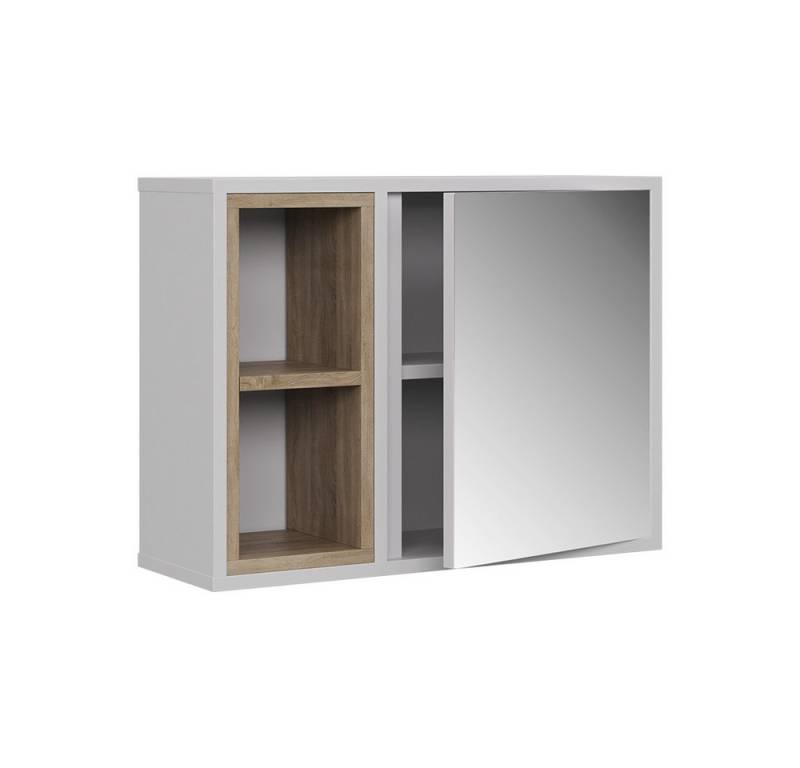 Vicco Badezimmerspiegelschrank Elnor, Weiß/Eiche/Weiß, 60 x 45 cm mit 2 offenen Fächern & 1 Tür Vicco Badezimmerspiegelschrank Elnor, Weiß/Eiche/Weiß, 60 x 45 cm mit 2 offenen Fächern & 1 Tür von Vicco