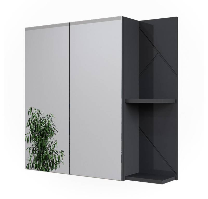Vicco Badezimmerspiegelschrank Irma, Anthrazit Hochglanz, 80 x 75 cm von Vicco