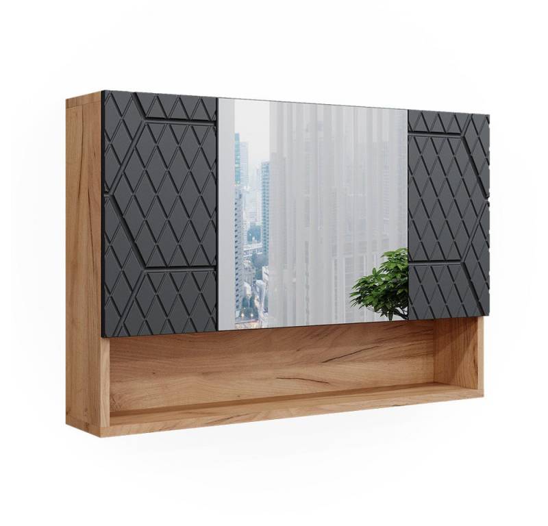 Vicco Badezimmerspiegelschrank Irma, Anthrazit mit Wabenstruktur/Goldkraft Eiche, 80.1 x 55 cm Vicco Badezimmerspiegelschrank Irma, Anthrazit mit Wabenstruktur/Goldkraft Eiche, 80.1 x 55 cm von Vicco