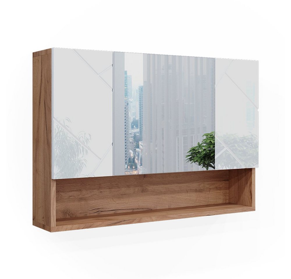 Vicco Badezimmerspiegelschrank Irma, Eiche/Weiß Hochglanz, 80.1 x 55 cm von Vicco