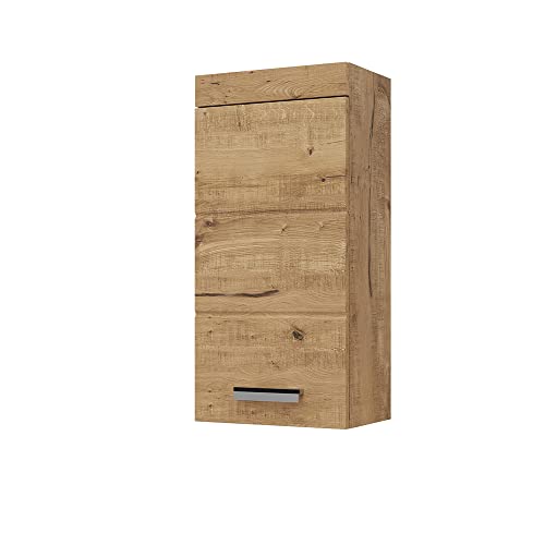 Vicco Badschrank Eiche Wotan Luna 37x77x25 cm - hängender Badezimmerschrank, Einfache Wandmontage inkl. Zubehör von Vicco