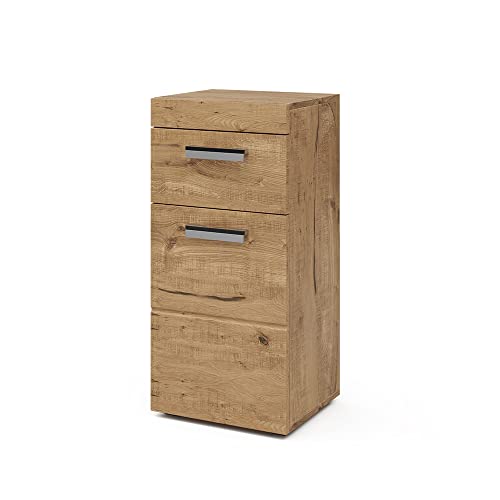 Vicco Midischrank Eiche Wotan Luna 37x79x33 cm - Badezimmermöbel, Einfache Wandmontage inkl. Zubehör von Vicco