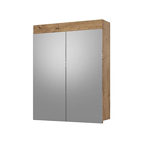 Vicco Badspiegelschrank Luna, Badezimmerspiegel, Eiche, 60 x 77 cm von Vicco