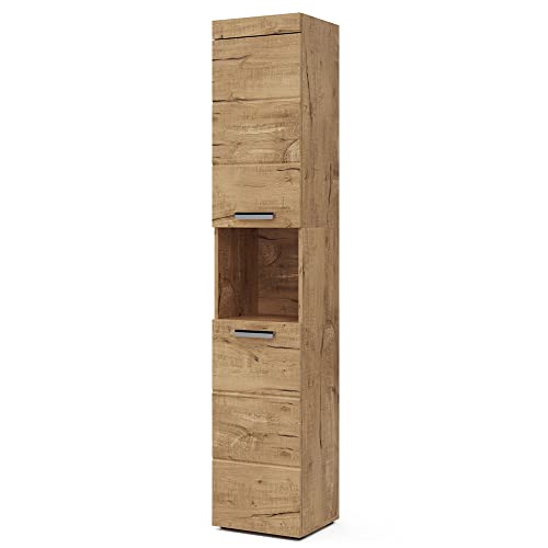 Vicco Badschrank Eiche Wotan Luna 37x190x33 cm - Wäscheschrank, Einfache Wandmontage inkl. Zubehör Vicco Badschrank Eiche Wotan Luna 37x190x33 cm - Wäscheschrank, Einfache Wandmontage inkl. Zubehör von Vicco