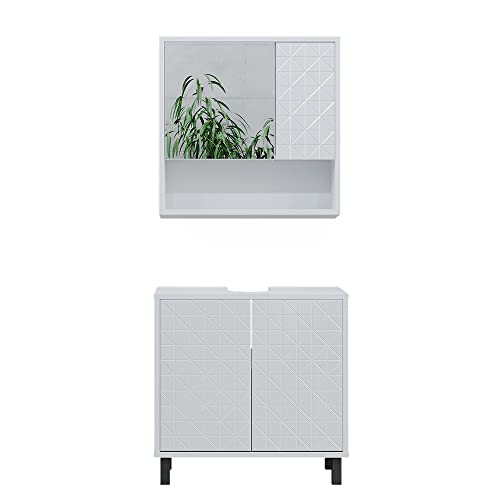 Vicco Badmöbel-Set Weiß Agasta, bestehend aus Waschbeckenunterschrank, Badspiegelschrank - Mattes Finish für modernen Minimalismus Vicco Badmöbel-Set Weiß Agasta, bestehend aus Waschbeckenunterschrank, Badspiegelschrank - Mattes Finish für modernen Minimalismus von Vicco