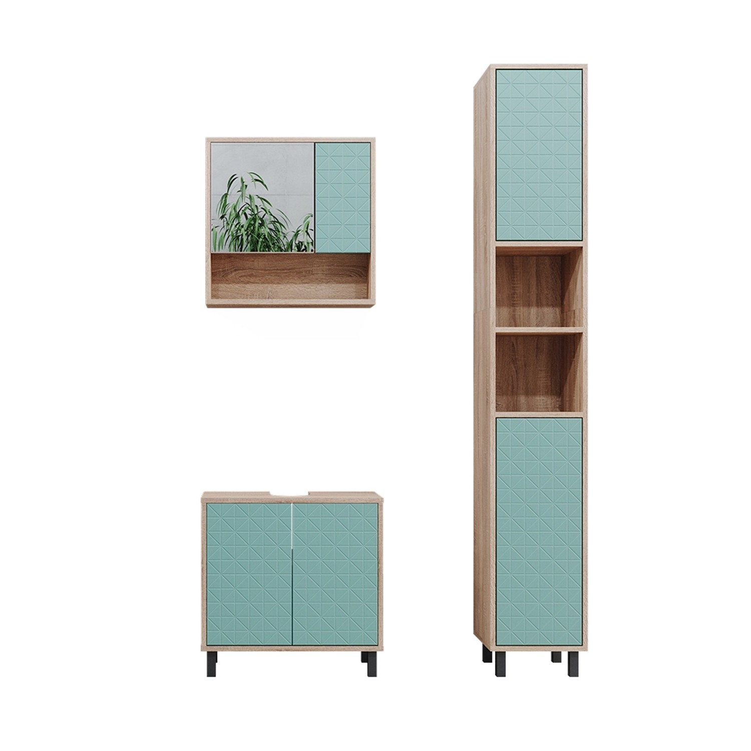 Vicco Badmöbel-Set Agasta Mintgrün/Sonoma 3 Teile mit Hochschrank Vicco Badmöbel-Set Agasta Mintgrün/Sonoma 3 Teile mit Hochschrank von Vicco