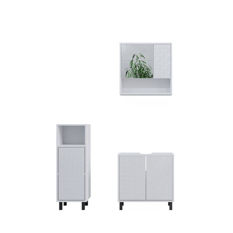 Vicco Badmöbel-Set Agasta Weiß Hochglanz 3 Teile mit Midischrank von Vicco