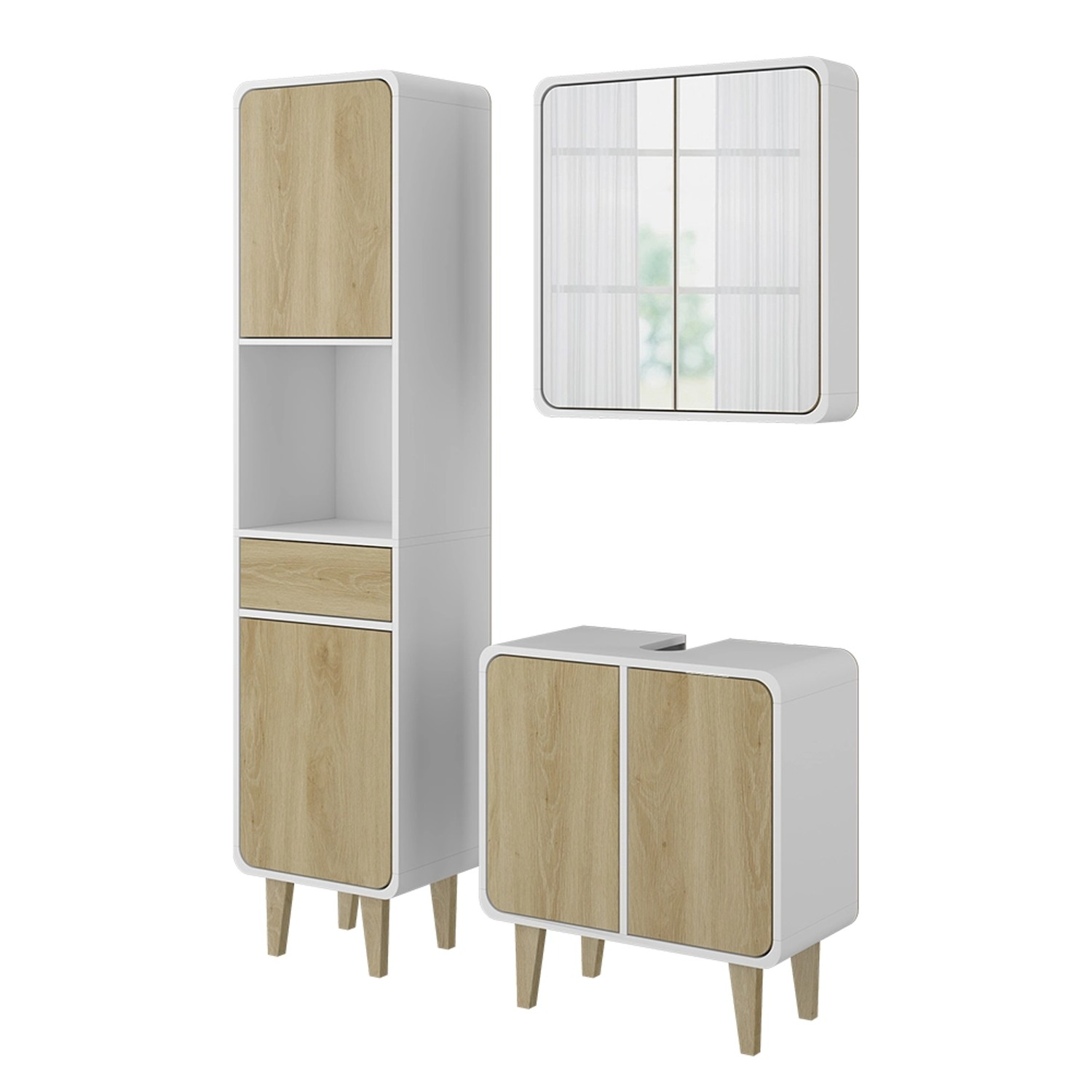 Vicco Badmöbel-Set Arla Weiß/Eiche 3 Teile mit Hochschrank Vicco Badmöbel-Set Arla Weiß/Eiche 3 Teile mit Hochschrank von Vicco