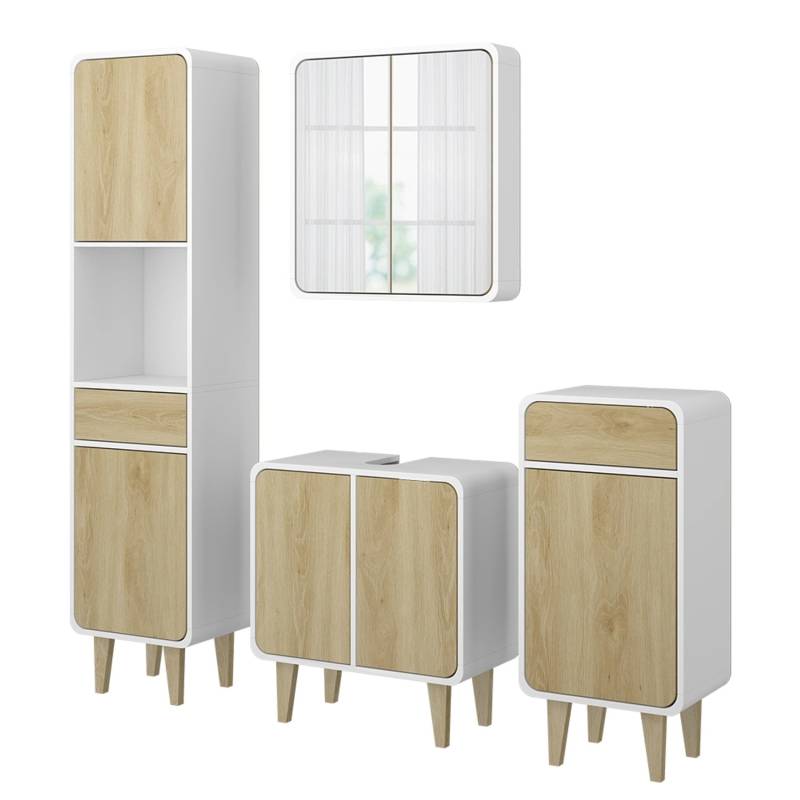 Vicco Badmöbel-Set Arla Weiß/Eiche 4 Teile von Vicco
