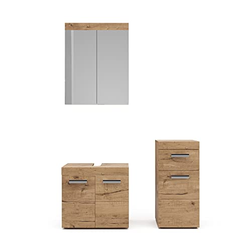 Vicco Badmöbel Set Luna, Eiche, 3 Teile, mit Midischrank von Vicco