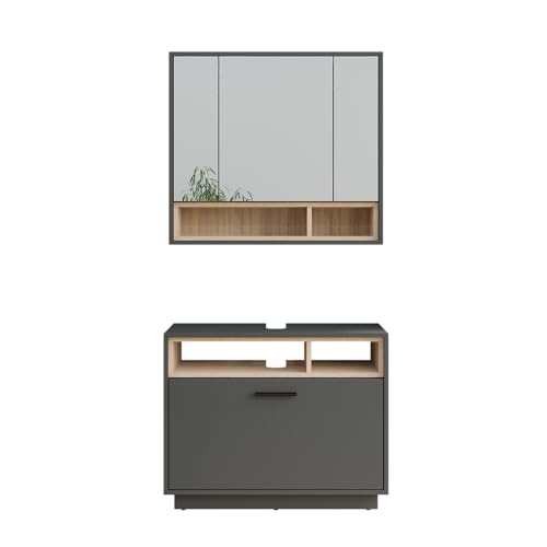 Vicco Badmöbel-Set Anthrazit/Sonoma Beatrice, bestehend aus Waschbeckenunterschrank, Spiegelschrank - Harmonische Kombination für EIN stimmiges Bild Vicco Badmöbel-Set Anthrazit/Sonoma Beatrice, bestehend aus Waschbeckenunterschrank, Spiegelschrank - Harmonische Kombination für EIN stimmiges Bild von Vicco