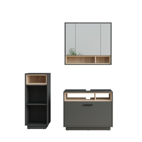Vicco Badmöbel-Set Anthrazit/Sonoma Beatrice, bestehend aus Bad Spiegelschrank, Waschbeckenunterschrank, Midischrank - Harmonische Kombination für EIN stimmiges Bild Vicco Badmöbel-Set Anthrazit/Sonoma Beatrice, bestehend aus Bad Spiegelschrank, Waschbeckenunterschrank, Midischrank - Harmonische Kombination für EIN stimmiges Bild von Vicco