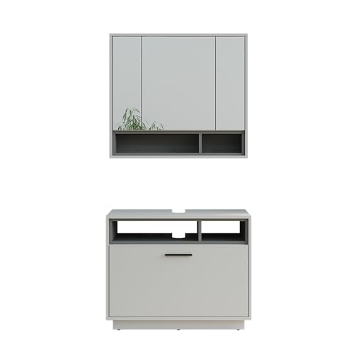Vicco Badmöbel-Set Grau/Anthrazit Beatrice, bestehend aus Waschbeckenunterschrank, Spiegelschrank - Harmonische Kombination für EIN stimmiges Bild Vicco Badmöbel-Set Grau/Anthrazit Beatrice, bestehend aus Waschbeckenunterschrank, Spiegelschrank - Harmonische Kombination für EIN stimmiges Bild von Vicco