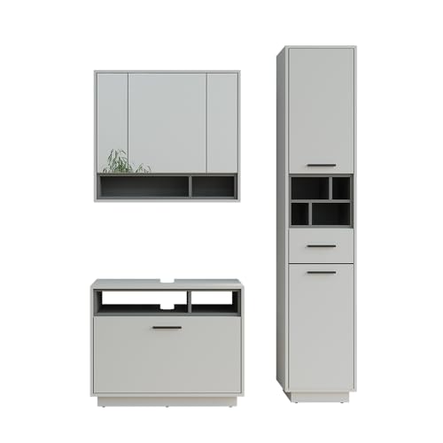 Vicco Badmöbel-Set Grau/Anthrazit Beatrice, bestehend aus Bad Spiegelschrank, Waschbeckenunterschrank, Hochschrank - Harmonische Kombination für EIN stimmiges Bild Vicco Badmöbel-Set Grau/Anthrazit Beatrice, bestehend aus Bad Spiegelschrank, Waschbeckenunterschrank, Hochschrank - Harmonische Kombination für EIN stimmiges Bild von Vicco