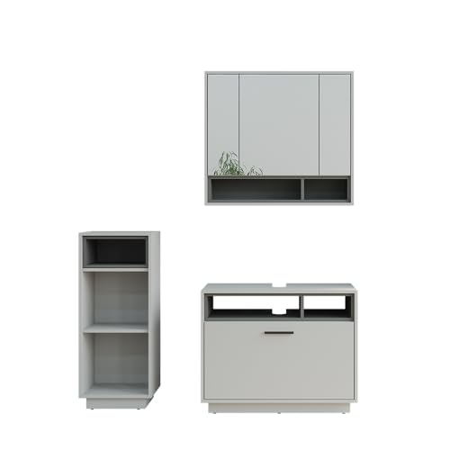 Vicco Badmöbel-Set Grau/Anthrazit Beatrice, bestehend aus Bad Spiegelschrank, Waschbeckenunterschrank, Midischrank - Harmonische Kombination für EIN stimmiges Bild Vicco Badmöbel-Set Grau/Anthrazit Beatrice, bestehend aus Bad Spiegelschrank, Waschbeckenunterschrank, Midischrank - Harmonische Kombination für EIN stimmiges Bild von Vicco