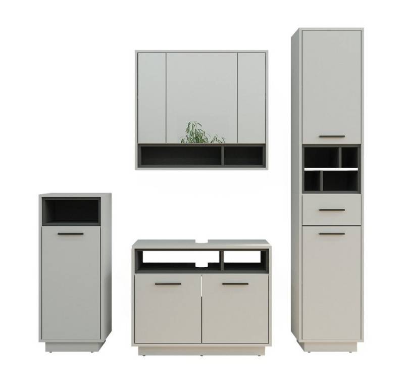 Vicco Badmöbel-Set Beatrice, Grau/Anthrazit, 4 Teile, (4-St., 4-er Set) von Vicco