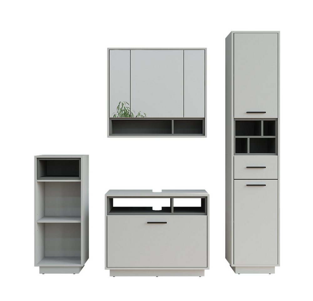 Vicco Badmöbel-Set Beatrice, Grau/Anthrazit, Set 4, (4-St., 4er Set) von Vicco