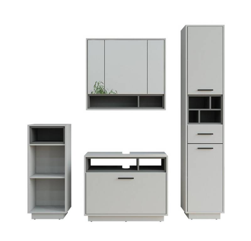 Vicco Badmöbel-Set Beatrice, Grau/Anthrazit, Set 4, (4-St., 4er Set) von Vicco