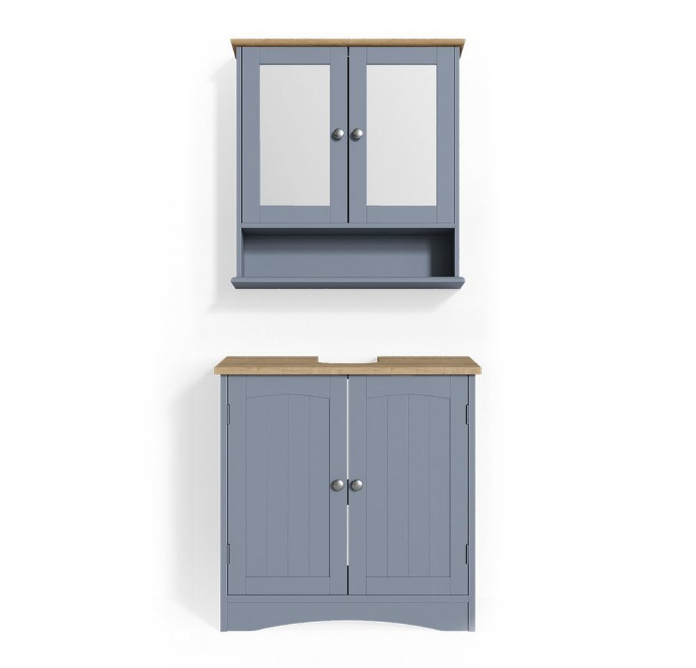 Vicco Badmöbel-Set Bianco, Grau, 2 Teile, (2-St., 2er Set) von Vicco