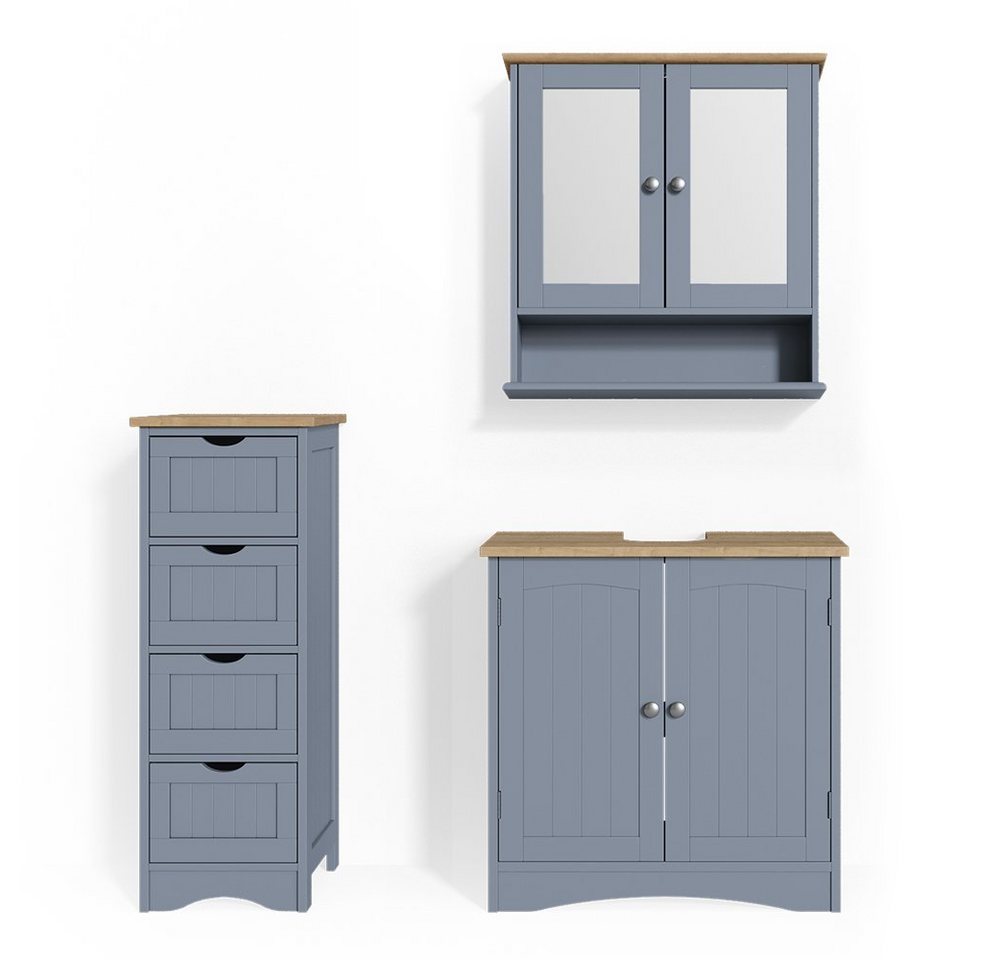 Vicco Badmöbel-Set Bianco, Grau, 3 Teile, (3-St., 3er Set) von Vicco