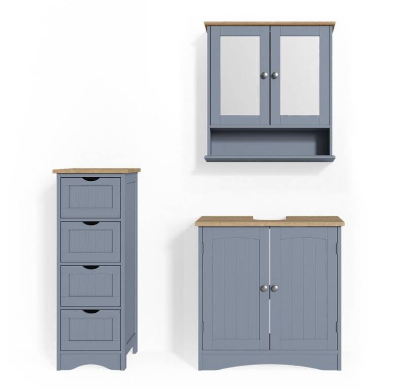 Vicco Badmöbel-Set Bianco, Grau, 3 Teile, (3-St., 3er Set) von Vicco