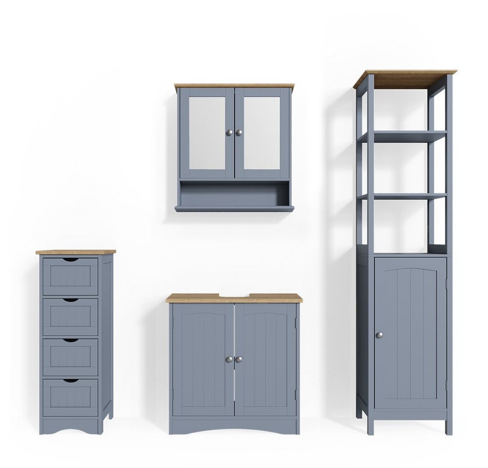 Vicco Badmöbel-Set Bianco, Grau, 4 Teile, (4-St., 4er Set) von Vicco