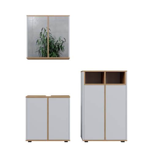 Vicco Badmöbel-Set Weiß/Artisan Didi, bestehend aus Bad Spiegelschrank, Waschbeckenunterschrank, Midischrank - Unterschrank- und Hängeschrank-Kombination Vicco Badmöbel-Set Weiß/Artisan Didi, bestehend aus Bad Spiegelschrank, Waschbeckenunterschrank, Midischrank - Unterschrank- und Hängeschrank-Kombination von Vicco