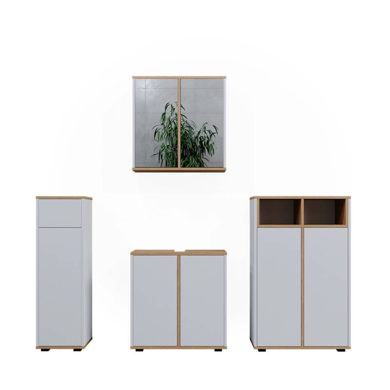 Vicco Badmöbel-Set Didi Weiß/Artisan 4 Teile mit Zwei Midischränken von Vicco