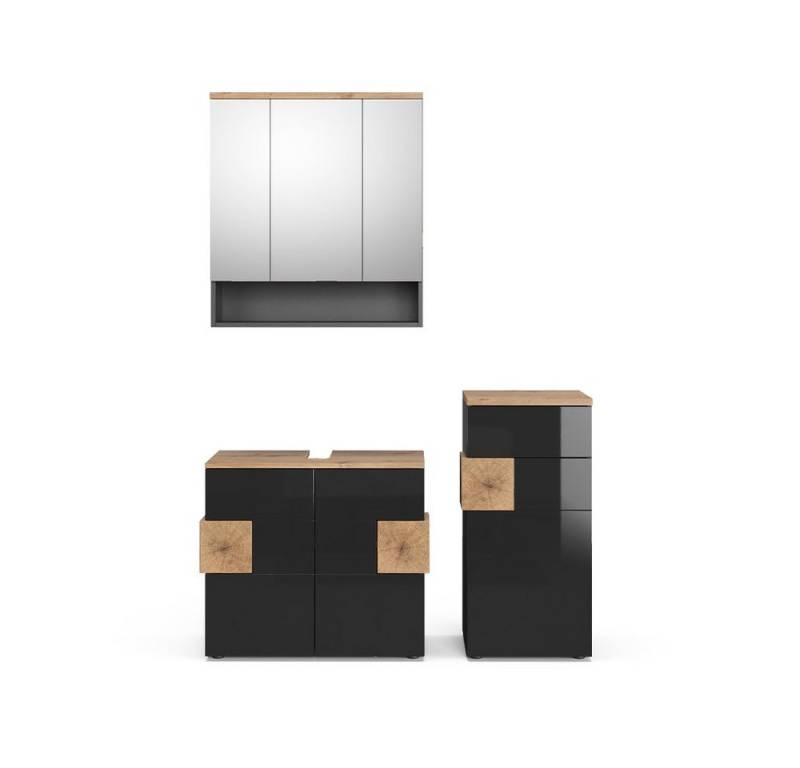 Vicco Badmöbel-Set Eden, Anthrazit/Artisan-Eiche, 3 Teile, (3-er Set, 3-St., 3er Set) von Vicco