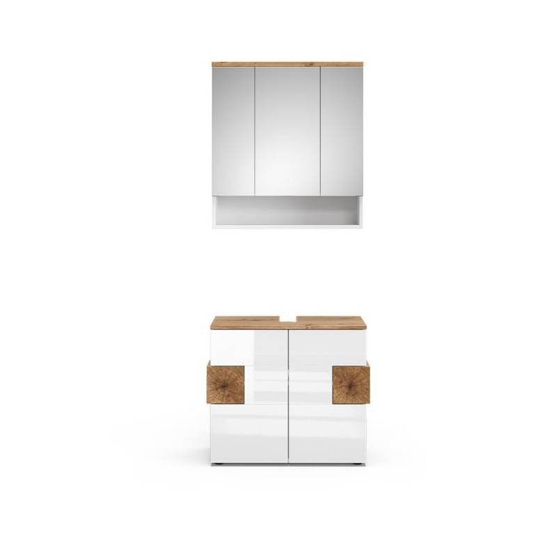 Vicco Badmöbel-Set Eden, Weiß Hochglanz/Artisan-Eiche, 2 Teile, (2-St., 2er Set) von Vicco