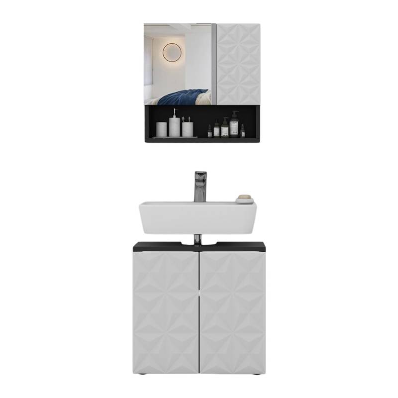 Vicco Badmöbel-Set Edge Schwarz/Weiß 2 Teile von Vicco