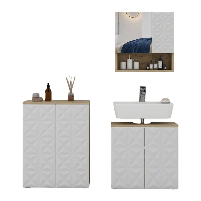 Vicco Badmöbel-Set Edge Weiß/Eiche 3 Teile von Vicco