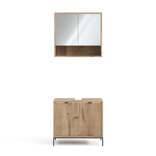 Vicco Badmöbel-Set Viking Oak Eliza, bestehend aus Waschbeckenunterschrank, Bad-Spiegelschrank - Unterschrank- und Hängeschrank-Kombination Vicco Badmöbel-Set Viking Oak Eliza, bestehend aus Waschbeckenunterschrank, Bad-Spiegelschrank - Unterschrank- und Hängeschrank-Kombination von Vicco