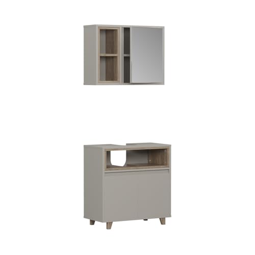Vicco Badmöbel-Set Elnor, Greige/Eiche, mit Spiegelschrank und Unterschrank Vicco Badmöbel-Set Elnor, Greige/Eiche, mit Spiegelschrank und Unterschrank von Vicco