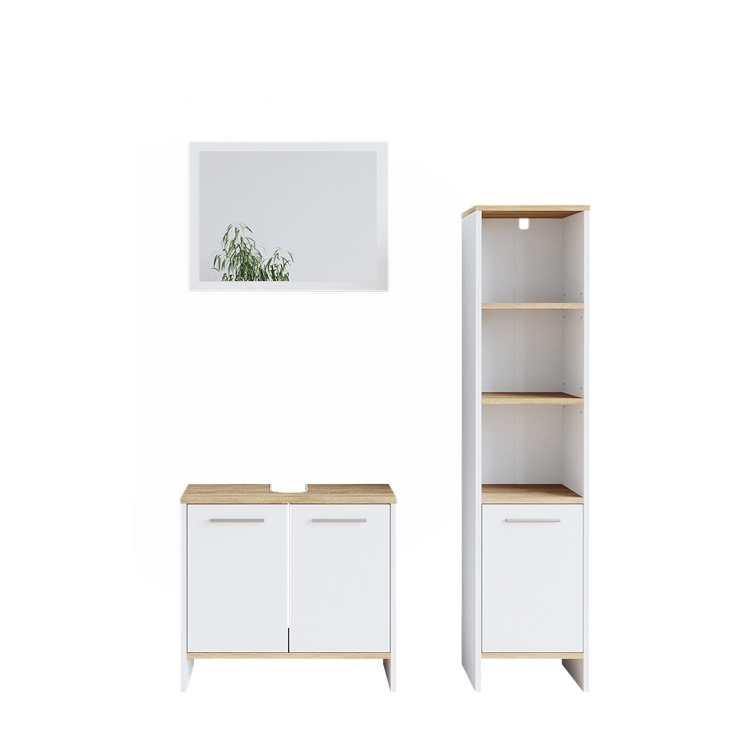 Vicco Badmöbel-Set Elvio Weiß/Sonoma 3 Teile mit Hochschrank Vicco Badmöbel-Set Elvio Weiß/Sonoma 3 Teile mit Hochschrank von Vicco