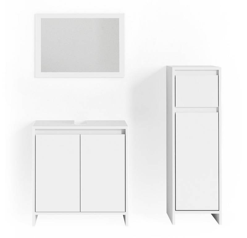 Vicco Badmöbel-Set Emma, Weiß, 3 Teile, mit Midischrank, (3-er Set, 3-St., 3er Set) von Vicco