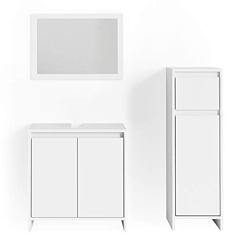 Vicco Badmöbel-Set Weiß Emma, bestehend aus Bad Spiegelschrank, Waschbeckenunterschrank, Midischrank - Zeitloses Design passend zu jedem Einrichtungsstil Vicco Badmöbel-Set Weiß Emma, bestehend aus Bad Spiegelschrank, Waschbeckenunterschrank, Midischrank - Zeitloses Design passend zu jedem Einrichtungsstil von Vicco