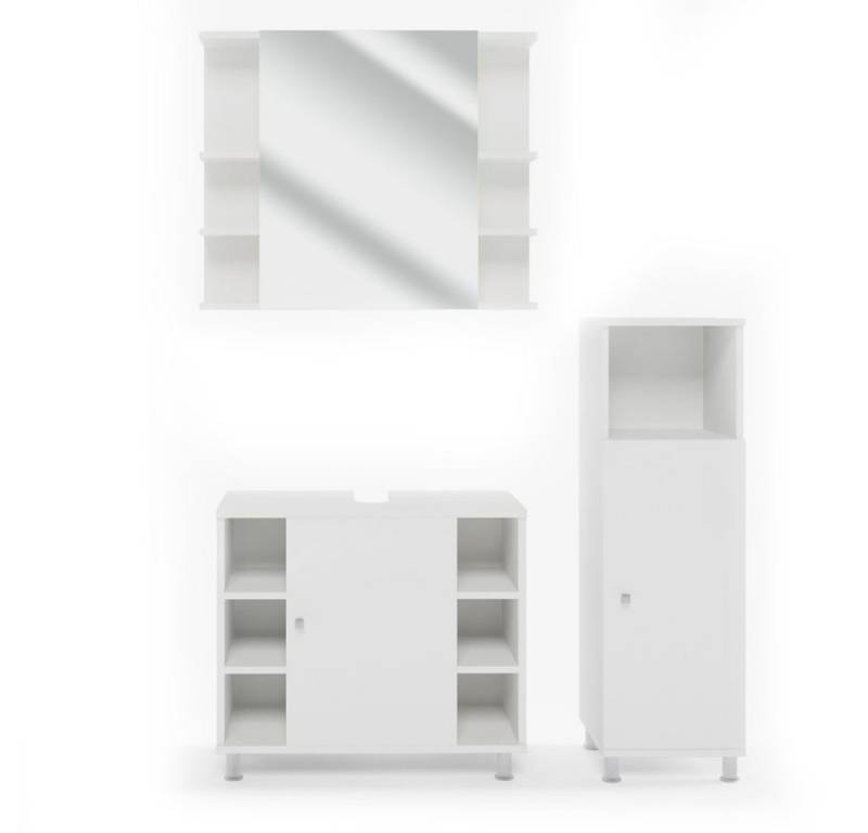 Vicco Badmöbel-Set Fynn, Weiß, 3 Teile, mit Midischrank, (3-er Set, 3-St., 3-er Set) von Vicco