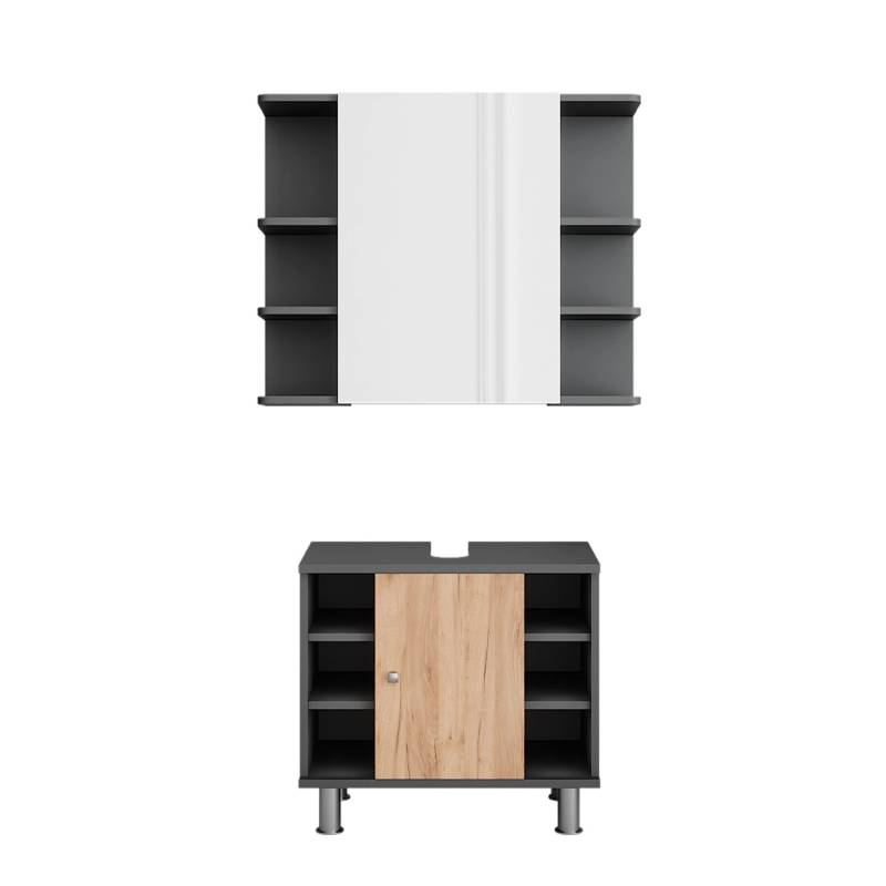 Vicco Badmöbel-Set Fynn Anthrazit/Goldkraft Eiche 2 Teile von Vicco
