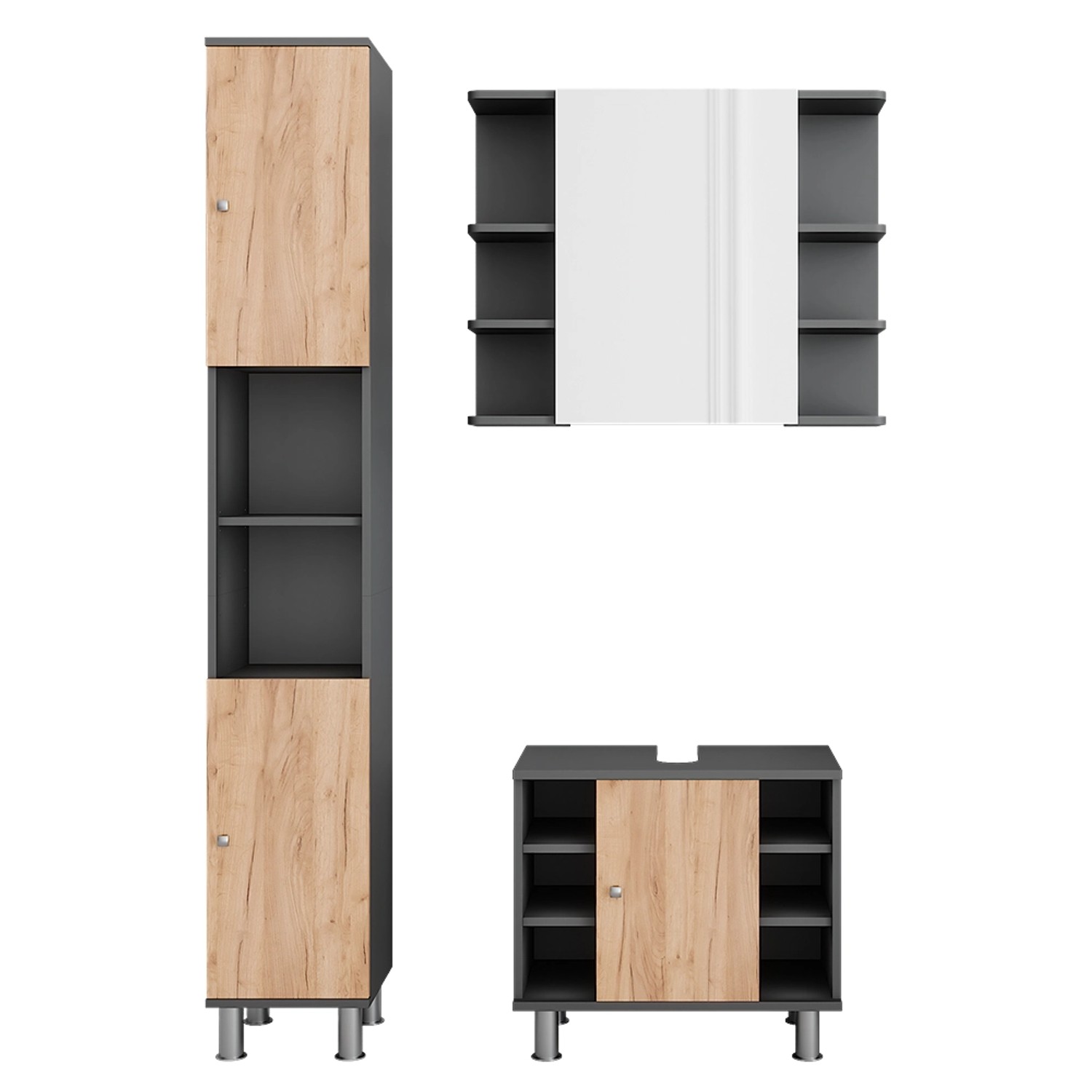 Vicco Badmöbel-Set Fynn Anthrazit/Goldkraft Eiche 3 Teile mit Hochschrank Vicco Badmöbel-Set Fynn Anthrazit/Goldkraft Eiche 3 Teile mit Hochschrank von Vicco