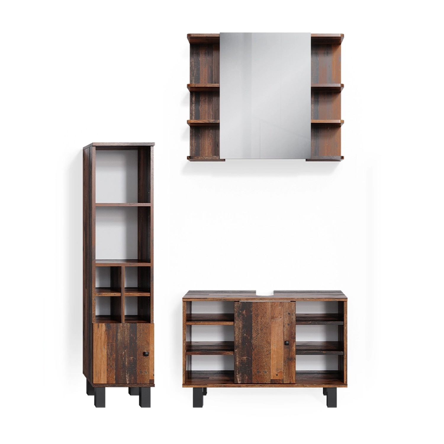 Vicco Badmöbel-Set Fynn Antikholz 3 Teile mit Midischrank Tür Klein Vicco Badmöbel-Set Fynn Antikholz 3 Teile mit Midischrank Tür Klein von Vicco