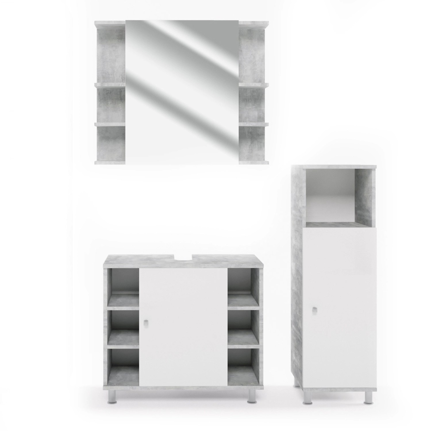 Vicco Badmöbel-Set Fynn Beton/Weiß 3 Teile mit Midischrank Vicco Badmöbel-Set Fynn Beton/Weiß 3 Teile mit Midischrank von Vicco