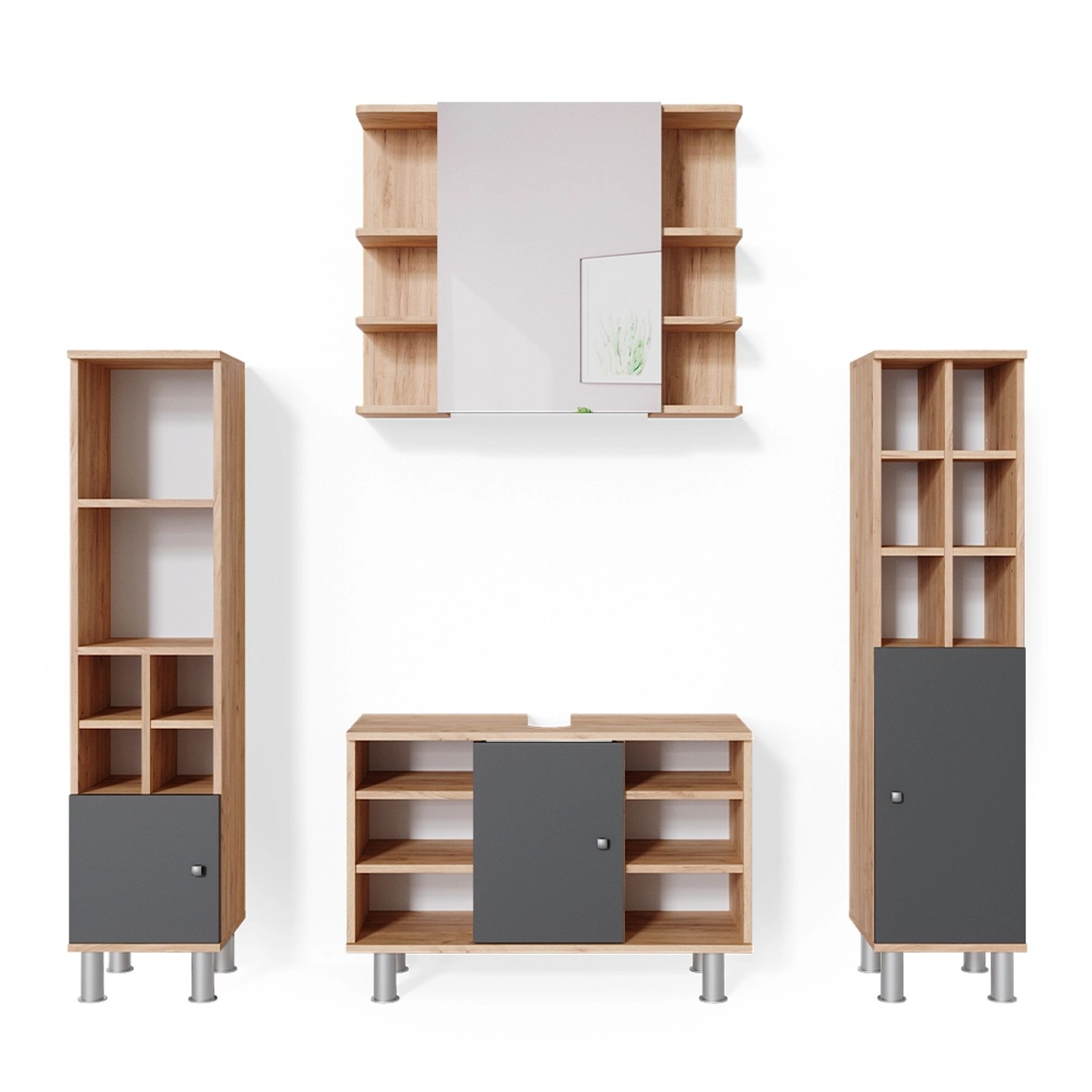 Vicco Badmöbel-Set Fynn Goldkraft Eiche/Anthrazit 4 Teile mit Midischränke Vicco Badmöbel-Set Fynn Goldkraft Eiche/Anthrazit 4 Teile mit Midischränke von Vicco
