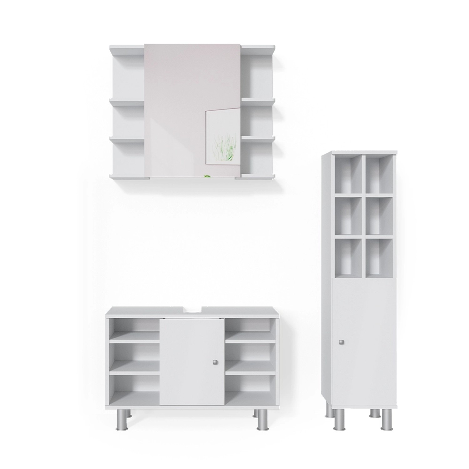 Vicco Badmöbel-Set Fynn Weiß 3 Teile mit Midischrank Tür Groß Vicco Badmöbel-Set Fynn Weiß 3 Teile mit Midischrank Tür Groß von Vicco