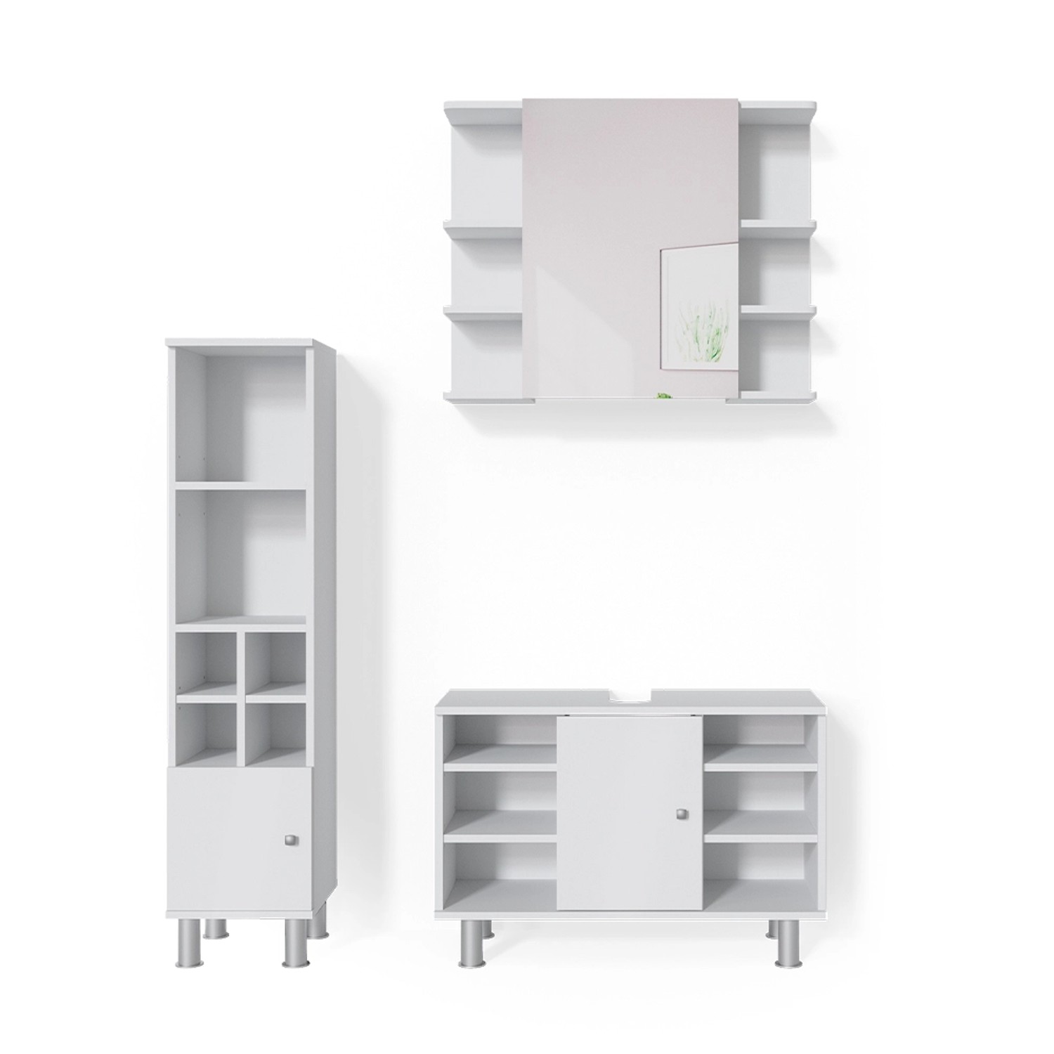 Vicco Badmöbel-Set Fynn Weiß 3 Teile mit Midischrank Tür Klein Vicco Badmöbel-Set Fynn Weiß 3 Teile mit Midischrank Tür Klein von Vicco